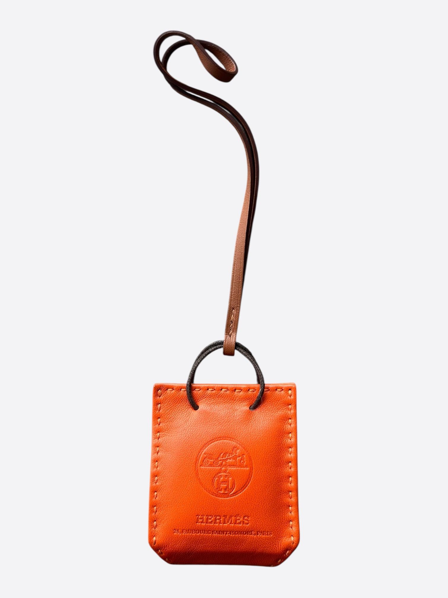 Hermes Hermes Orange Mini Shopping Bag Charm Size ONE SIZE - 1 Thumbnail
