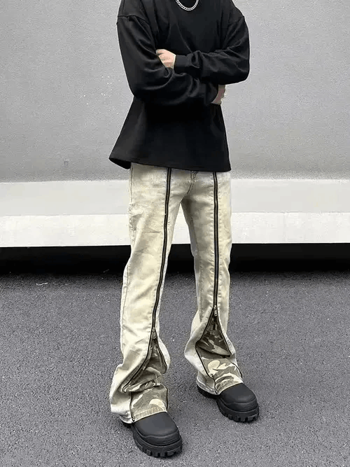 Designer × Japanese Brand × Vintage Y2K Zipper Camouflage Spliced Slim Flare Jeans Size US 36 / EU 52 - 4 Thumbnail
