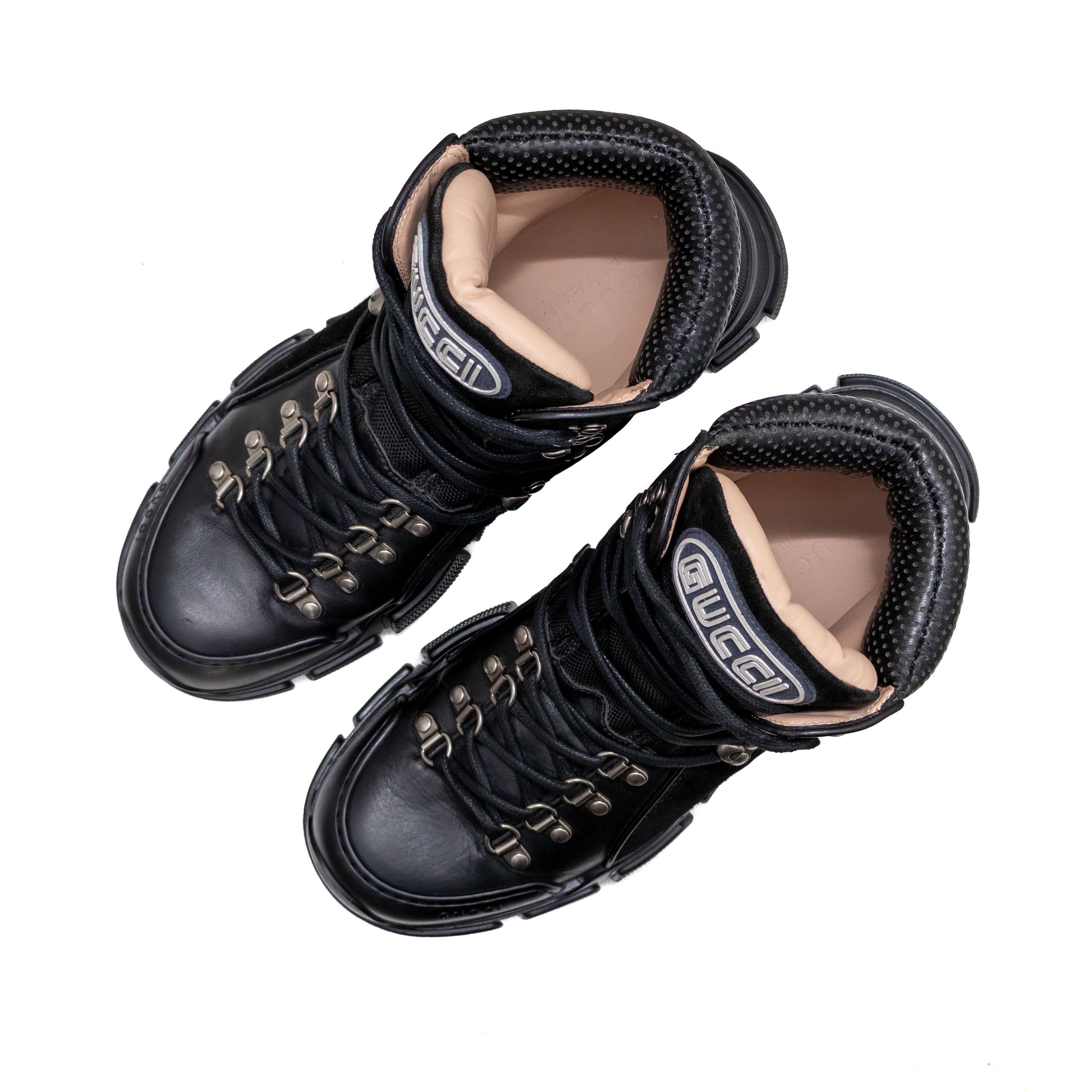 Gucci Gucci Flashtrek Black Leather High Top Hiking Boots SZ 8 Size US 8 / EU 41 - 8 Thumbnail