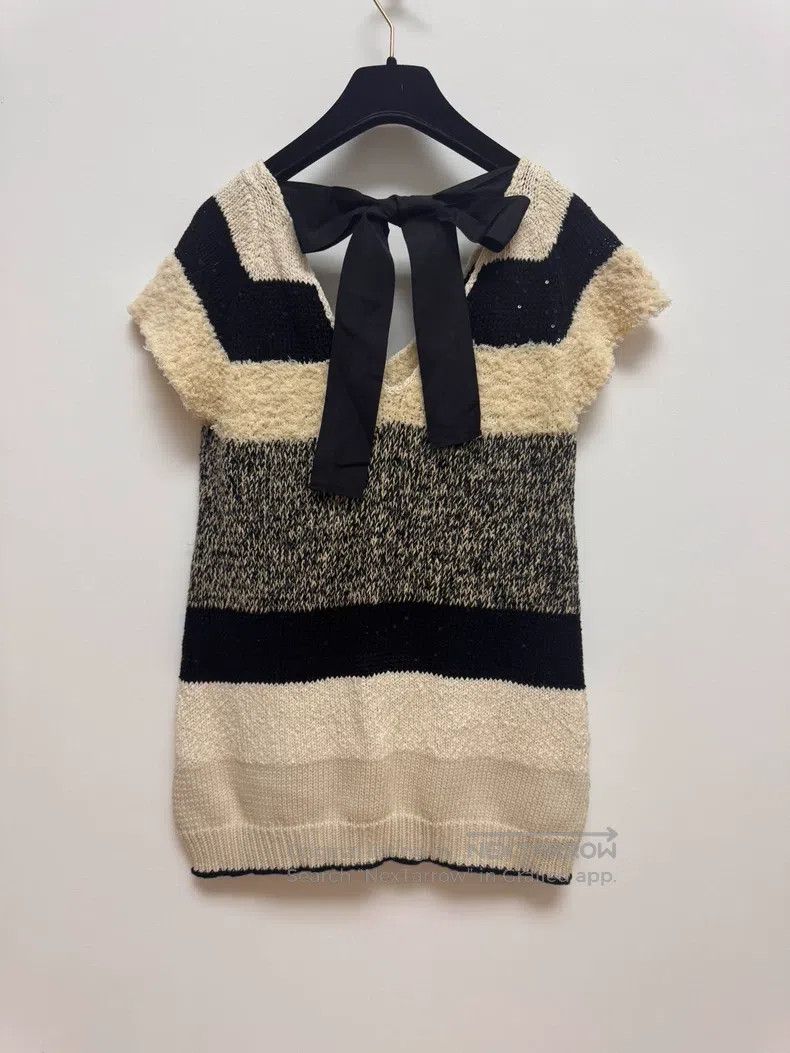 Brunello Cucinelli Brunello Cucinelli Black and White Striped Knit Vest Size M / US 6-8 / IT 42-44 - 5 Thumbnail