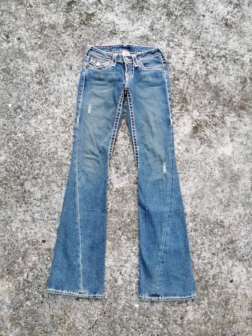 image of True Religion Joey Super T Low Rise Distressed Denim Jeans, Women's (Size 24)
