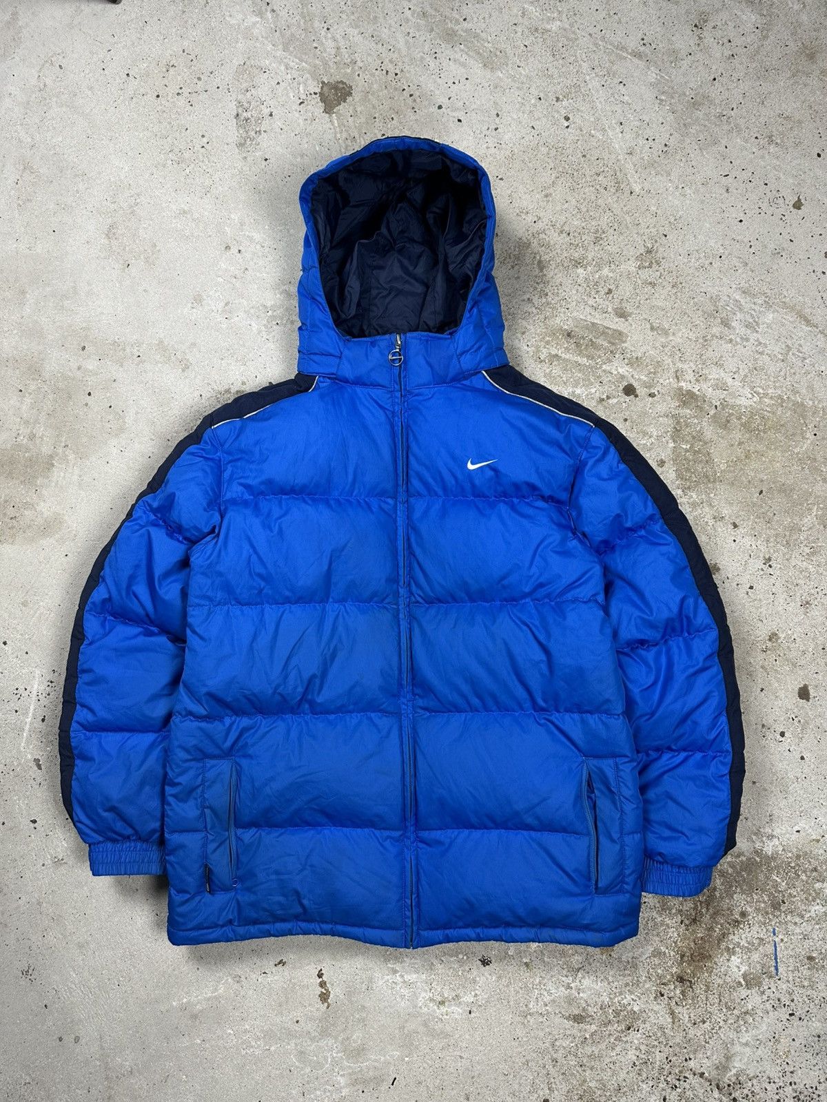 Nike × Vintage Vintage Y2K Nike Blue Down Puffer Hooded Jacket Swoosh Big Size US S / EU 44-46 / 1 - 2 Thumbnail