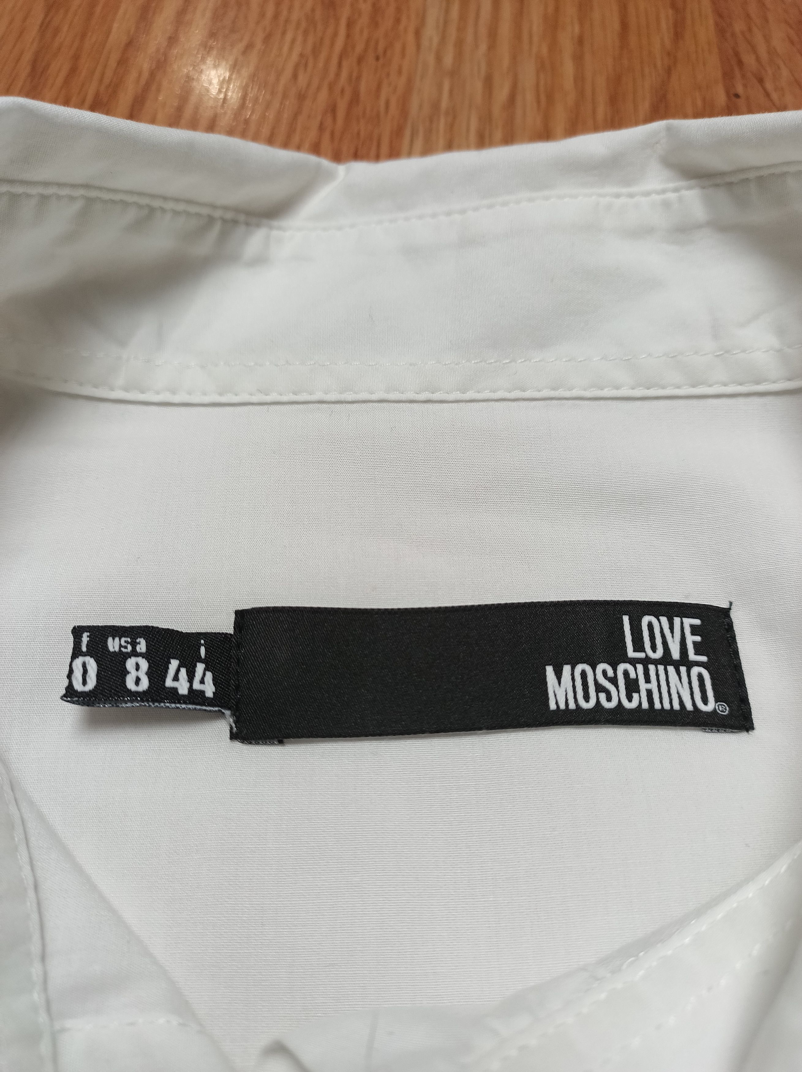 Love Moschino Love Moschino Cotton White Logo Print Blouse Shirt US8 EU40 Size M / US 6-8 / IT 42-44 - 15 Thumbnail