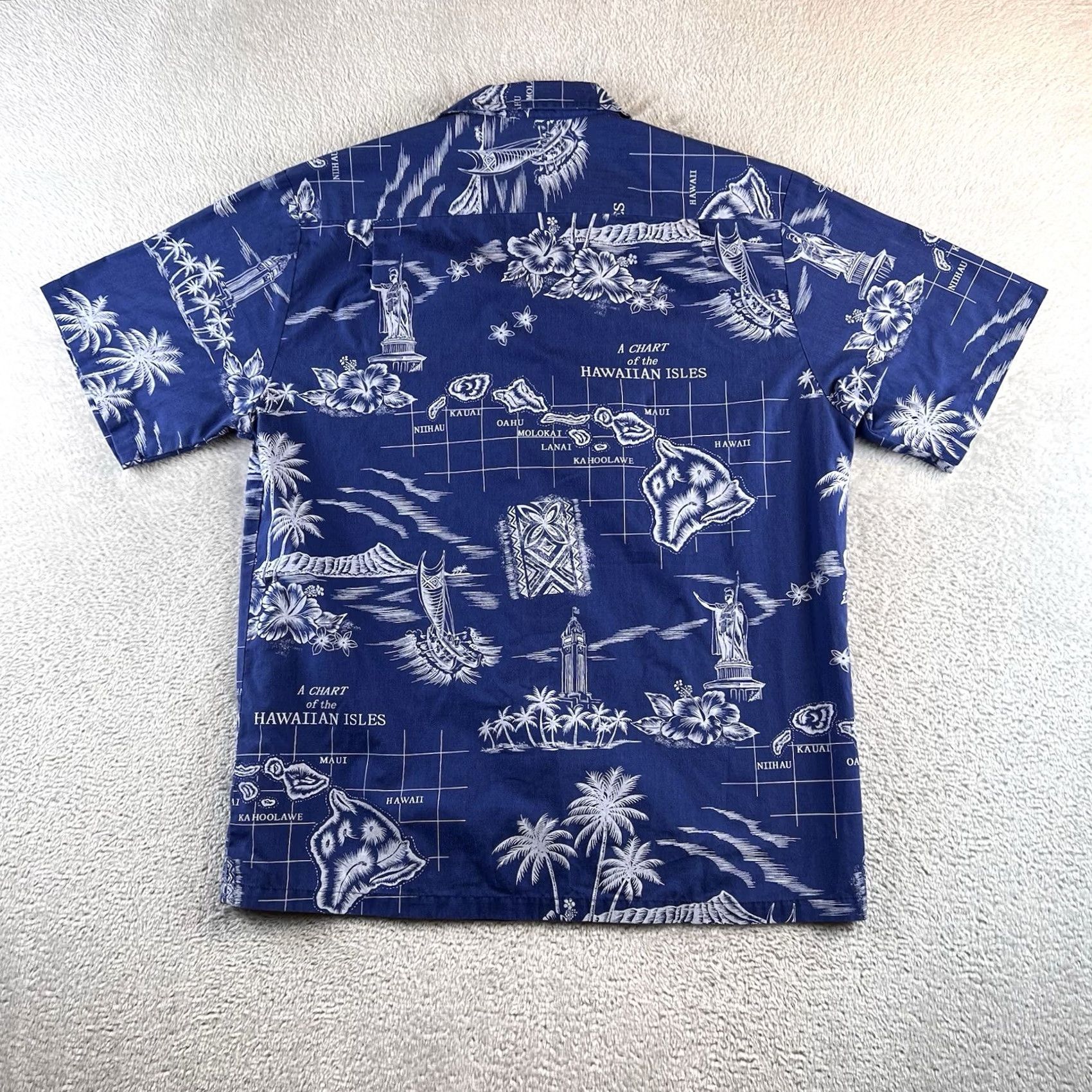 Vintage VINTAGE Howie Shirt Mens L Blue Floral Hawaii Chart of Isles 70s 80s 90s Hawaiian Beach Tropical California Dad USA Button-Up Short Sleeve 검 Size US L / EU 52-54 / 3 - 6 Thumbnail