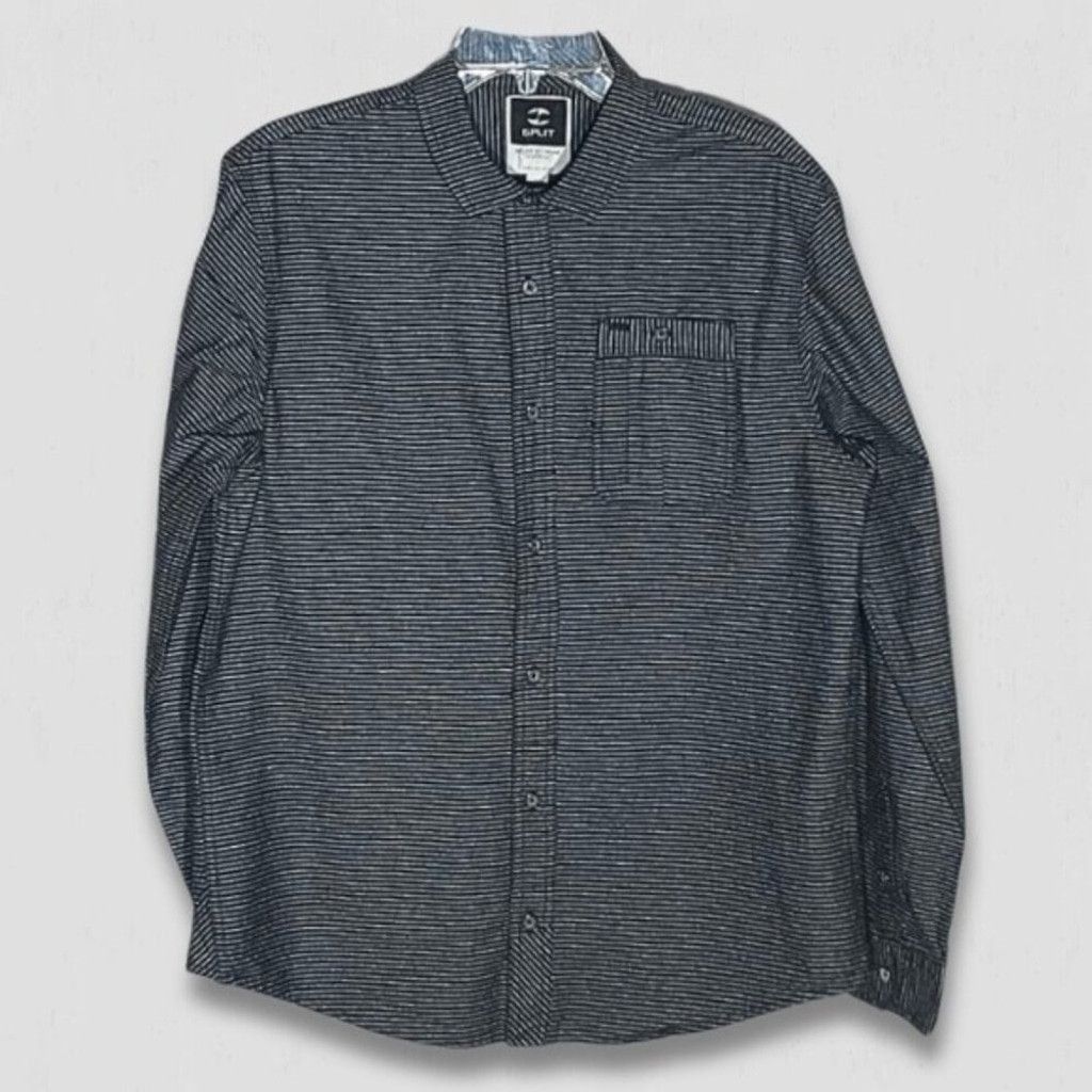 Split Split Long Sleeves Shirts Cotton Pinstriped Black/Gray L Size US L / EU 52-54 / 3 - 1 Thumbnail