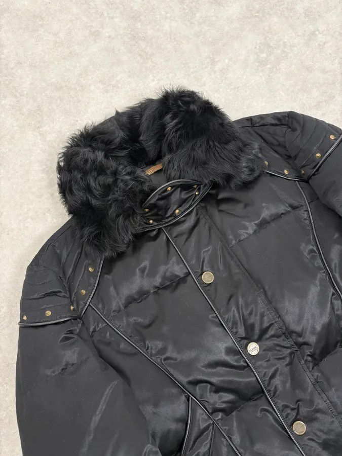 Roberto Cavalli 2000s Cavalli Fur Collar Black Puffer Studded Jacket Size US M / EU 48-50 / 2 - 5 Thumbnail