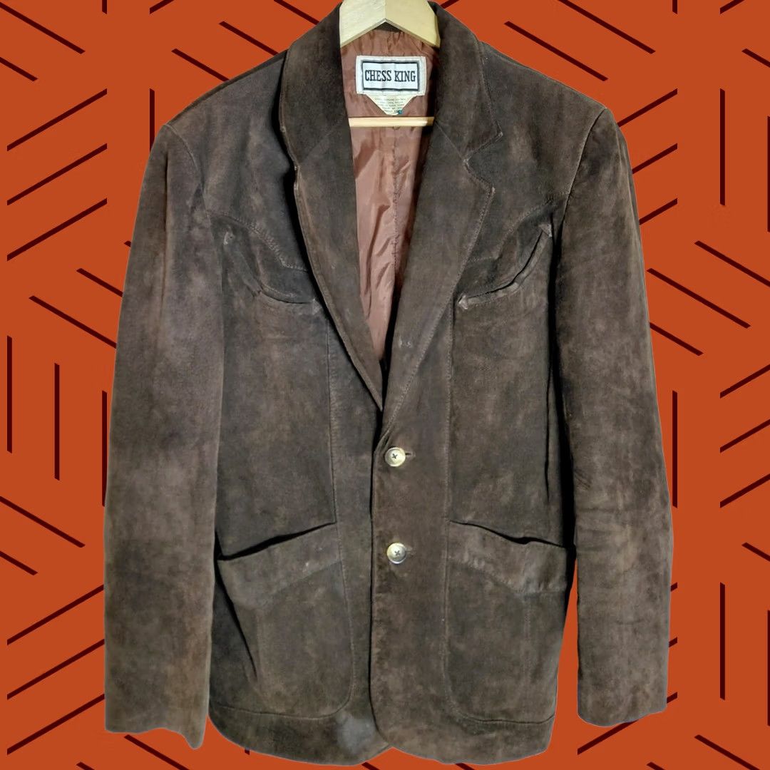 Vintage CHESS KING Blazer Men 44 Brown Leather Button Lined Nylon Solid Long Sleeve Casual Business Vintage No Size US XXL / EU 58 / 5 - 1 Thumbnail