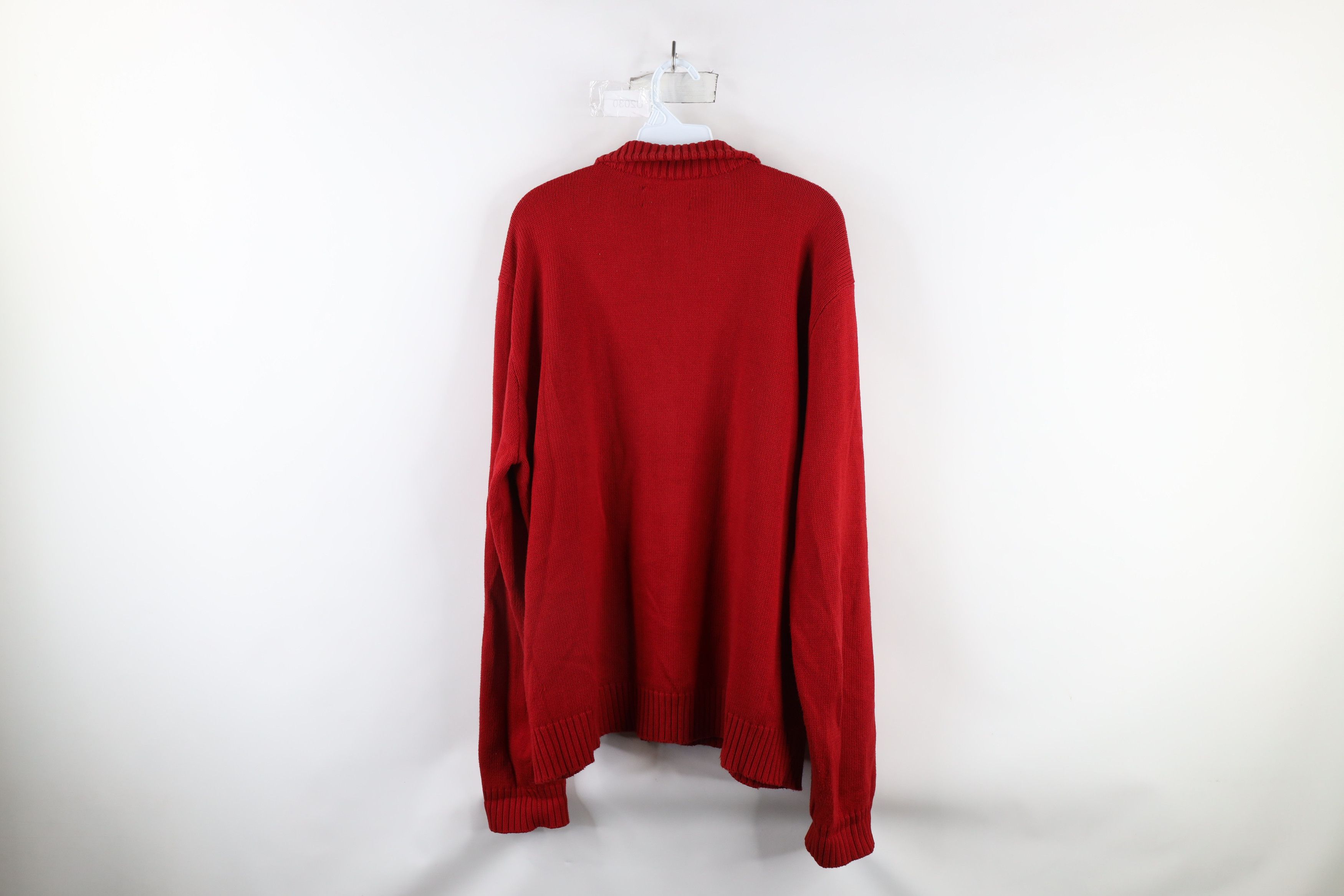Ralph Lauren × Vintage Vintage 90s Ralph Lauren Ribbed Knit Half Zip Sweater Red Size US XL / EU 56 / 4 - 9 Thumbnail