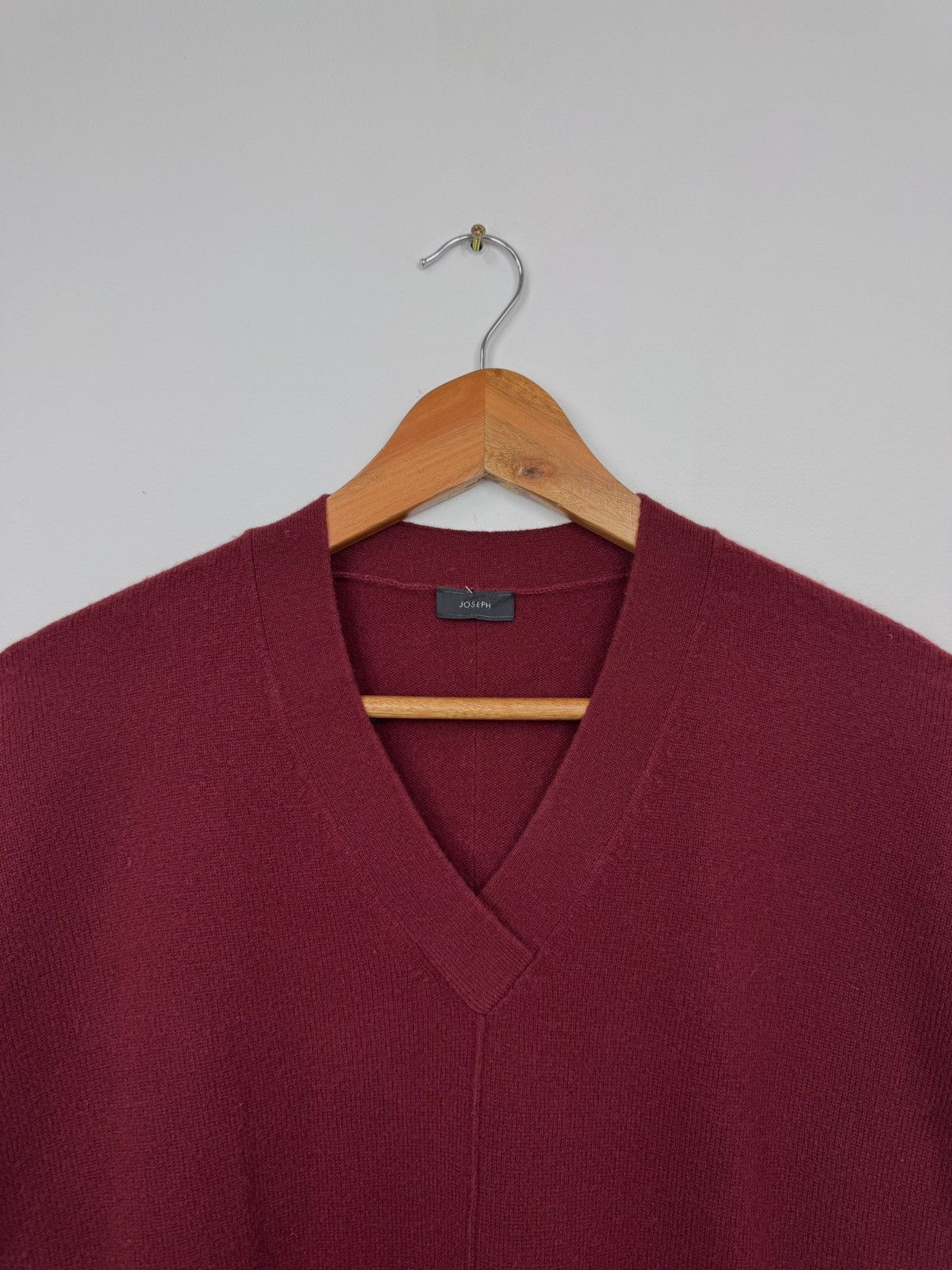 Joseph Joseph Women Wool V Neck Sweater Burgundy Size S Size US S / EU 44-46 / 1 - 2 Thumbnail