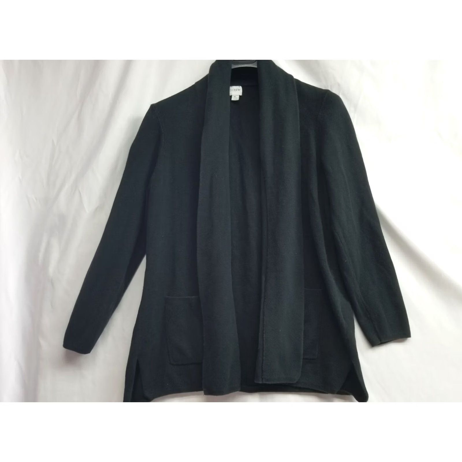 J.Crew J.CREW Cardigan Sweater Black Womens PL Petite Large Cotton Open Sweater Cardigan Heavyweight Pockets Size PL Womens Size L / US 10 / IT 46 - 2 Thumbnail