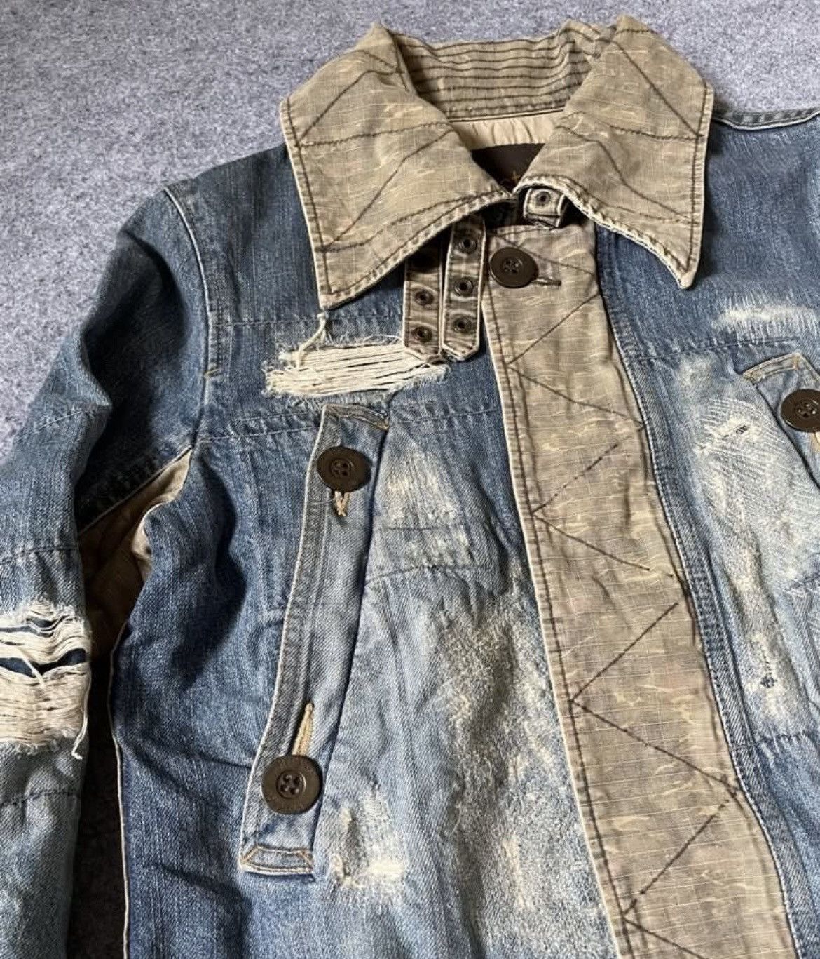 Hysteric Glamour Hysteric Glamour Colour Block Distressed Denim Jacket Size US S / EU 44-46 / 1 - 3 Thumbnail