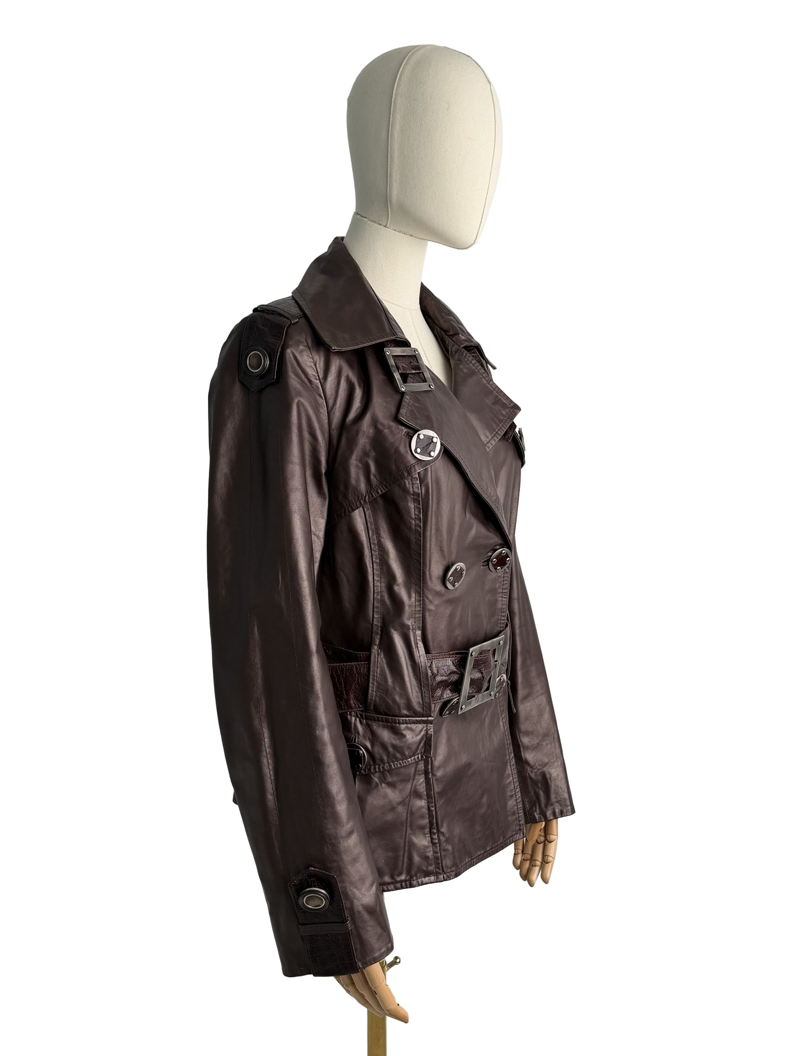 Vintage Vintage Leather Trench Jacket Belted Double Breasted Coat Size S / US 4 / IT 40 - 1 Thumbnail