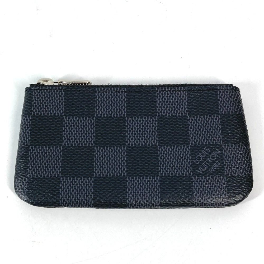 Louis Vuitton N60155 Damier Graphit Card Key Case Pochette Crêpe Change Purse Wallet With Ring Coin Graphite Canvas Unisex Black, Women's
