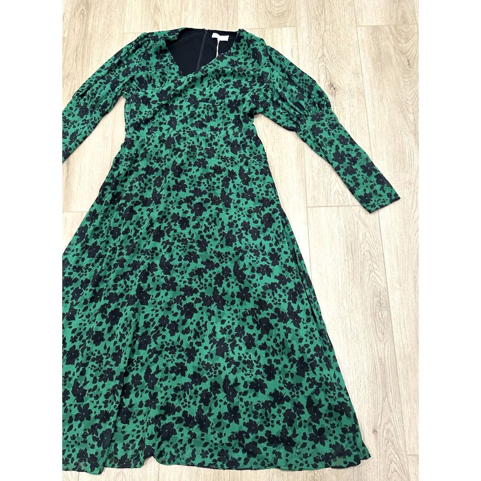 Vintage Pearl By Lela Rose Womens Emerald Floral Jacquard Asymmetrical MIDI Dress 12 Size XL / US 12-14 / IT 48-50 - 2 Thumbnail