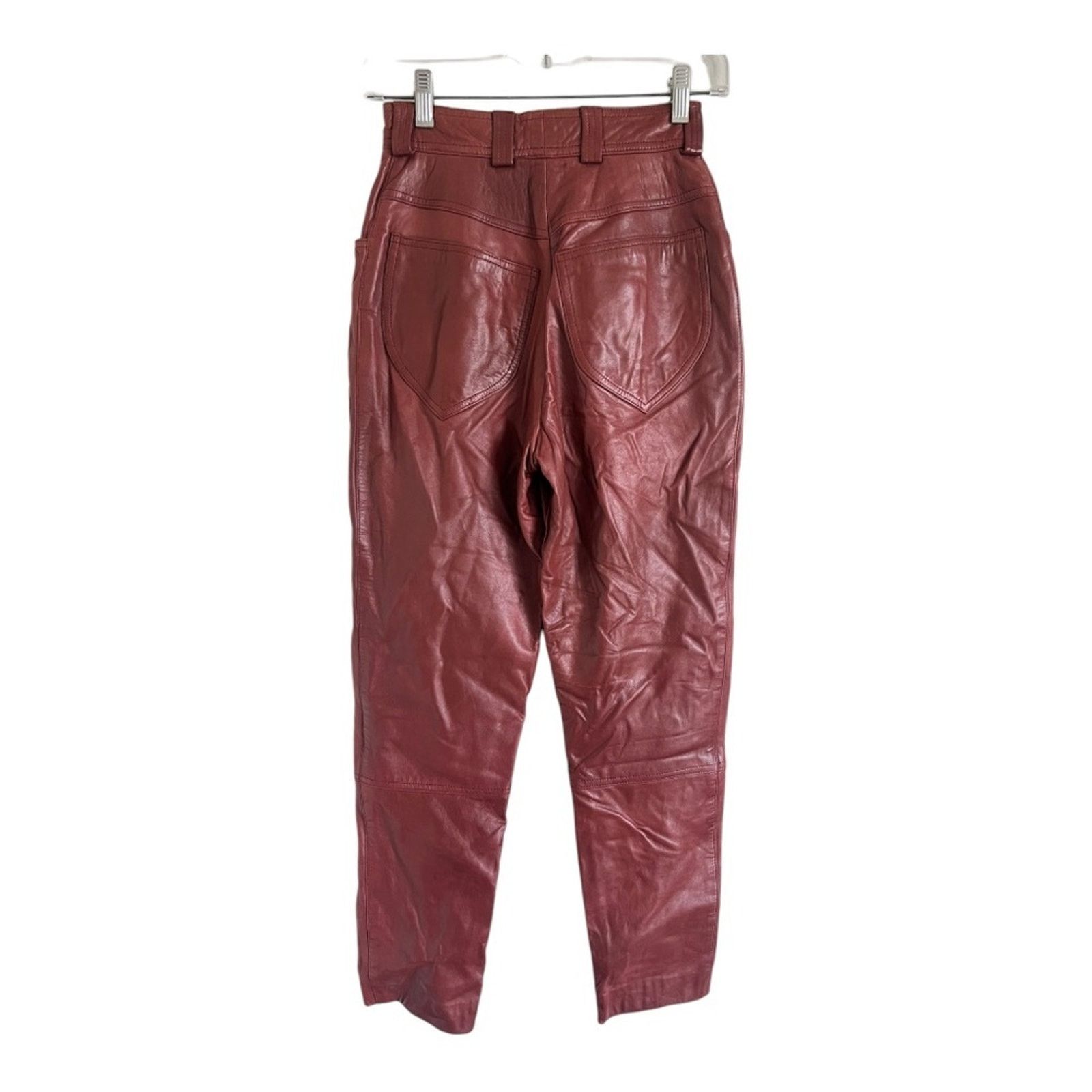 Escada 90s Escada 90s Brown Leather High Waisted Pant Size 34(US S) Size 25" / US 0 / IT 36 - 7 Thumbnail