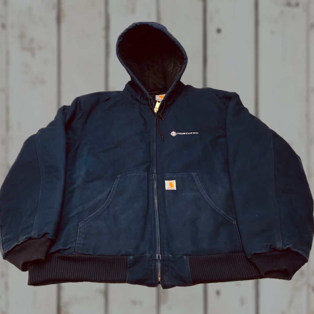 Carhartt VINTAGE Carhartt J140 DNY Quilt Lined Hooded Duck Jacket 2XL Navy Blue Workwear - 7461 Size US XXL / EU 58 / 5 - 1 Thumbnail