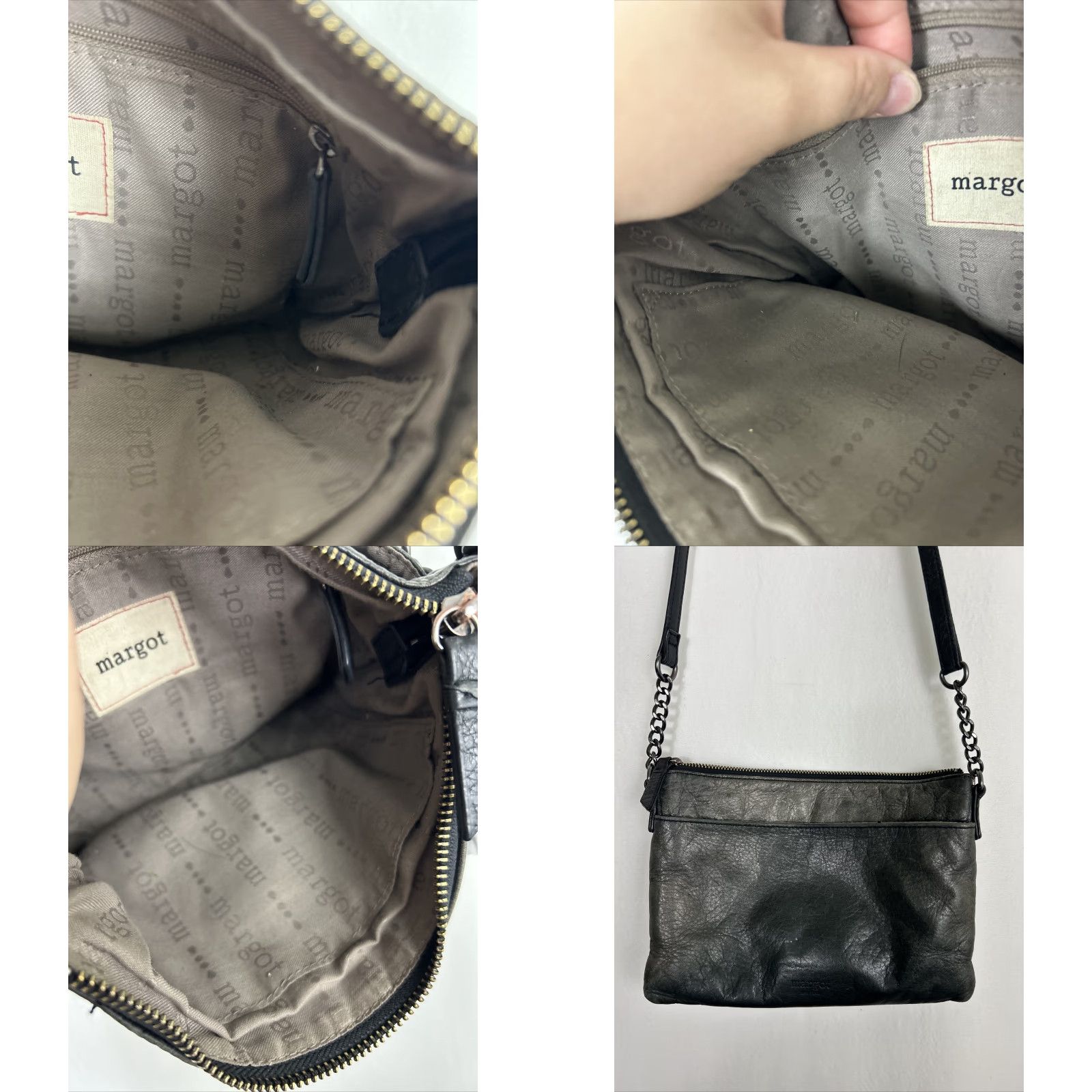 Vintage Margot New York crossbody Purse Rectangular Gray Black Leather Adjustable 10x7x1 Size ONE SIZE - 9 Thumbnail