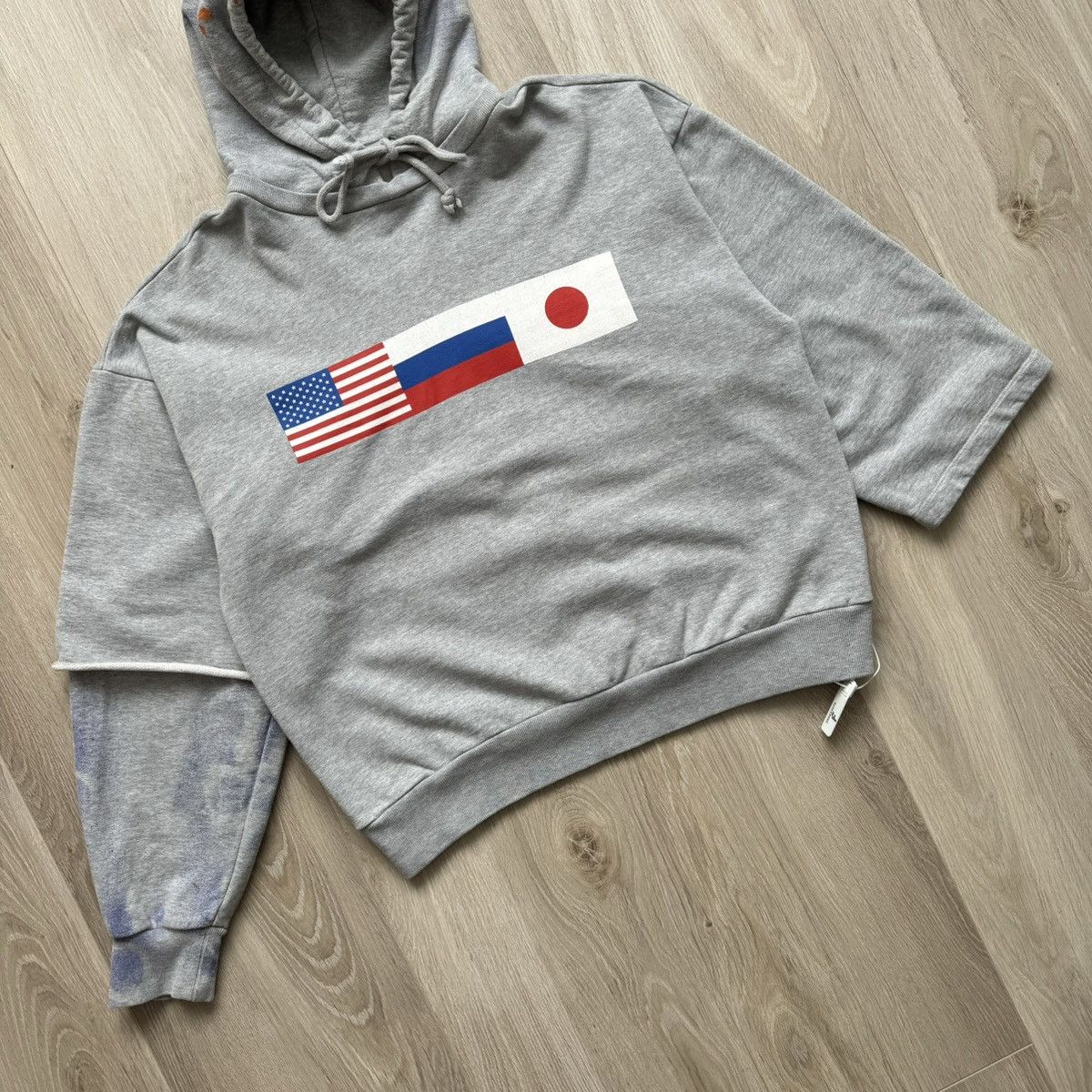 Gosha Rubchinskiy Gosha Rubchinskiy 18Aw FlagS Grey Cotton Custom Hoodie Size US M / EU 48-50 / 2 - 3 Thumbnail