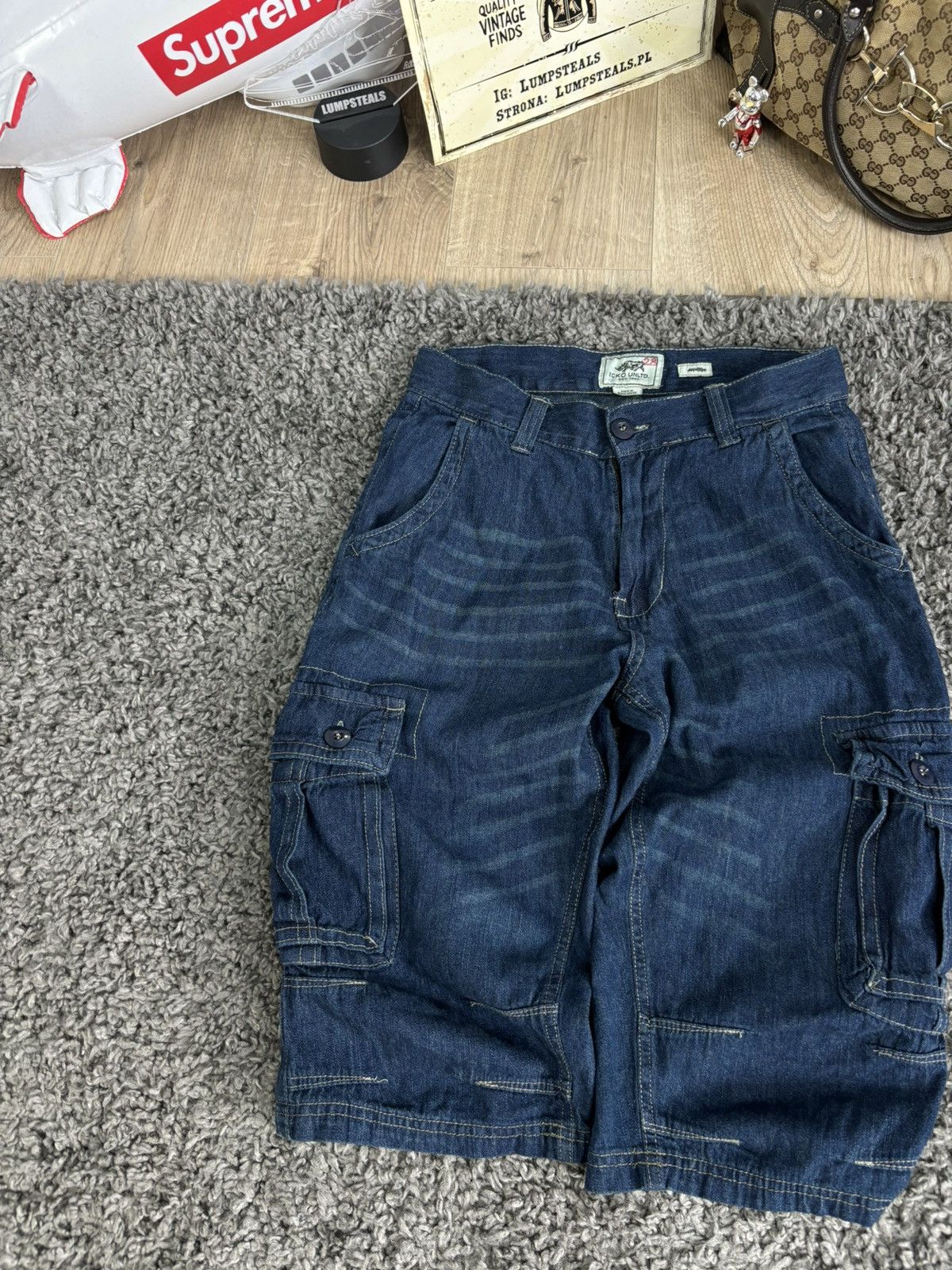 Ecko Unltd. × Rap Tees × Southpole Y2K Vintage Ecko Denim Jorts Baggy Skate Hip Hop Rap USA Size US 32 / EU 48 - 3 Thumbnail