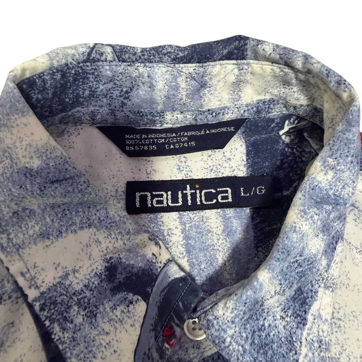 Nautica Vintage Nautica Blue White Print Short Sleeve Button Up Size US L / EU 52-54 / 3 - 3 Thumbnail