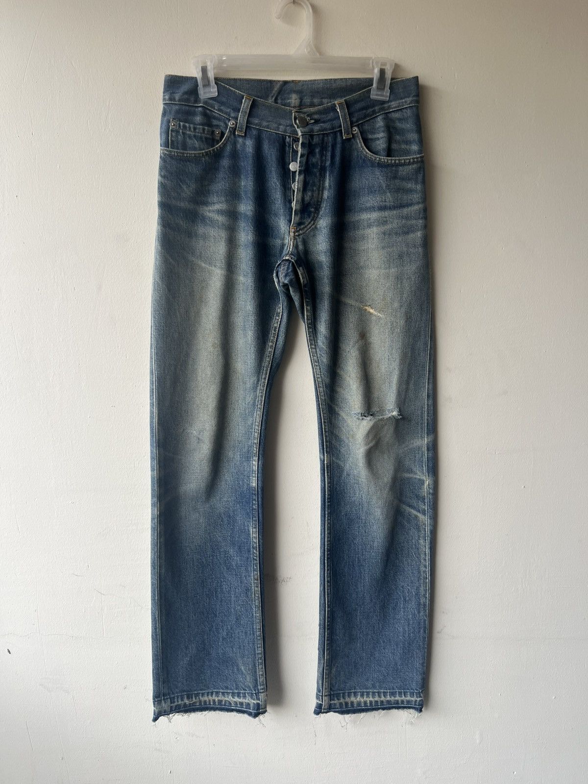Helmut Lang Vintage Helmut Lang GLJeans Aging Distress Mud Denim Jeans Size US 29 - 2 Thumbnail