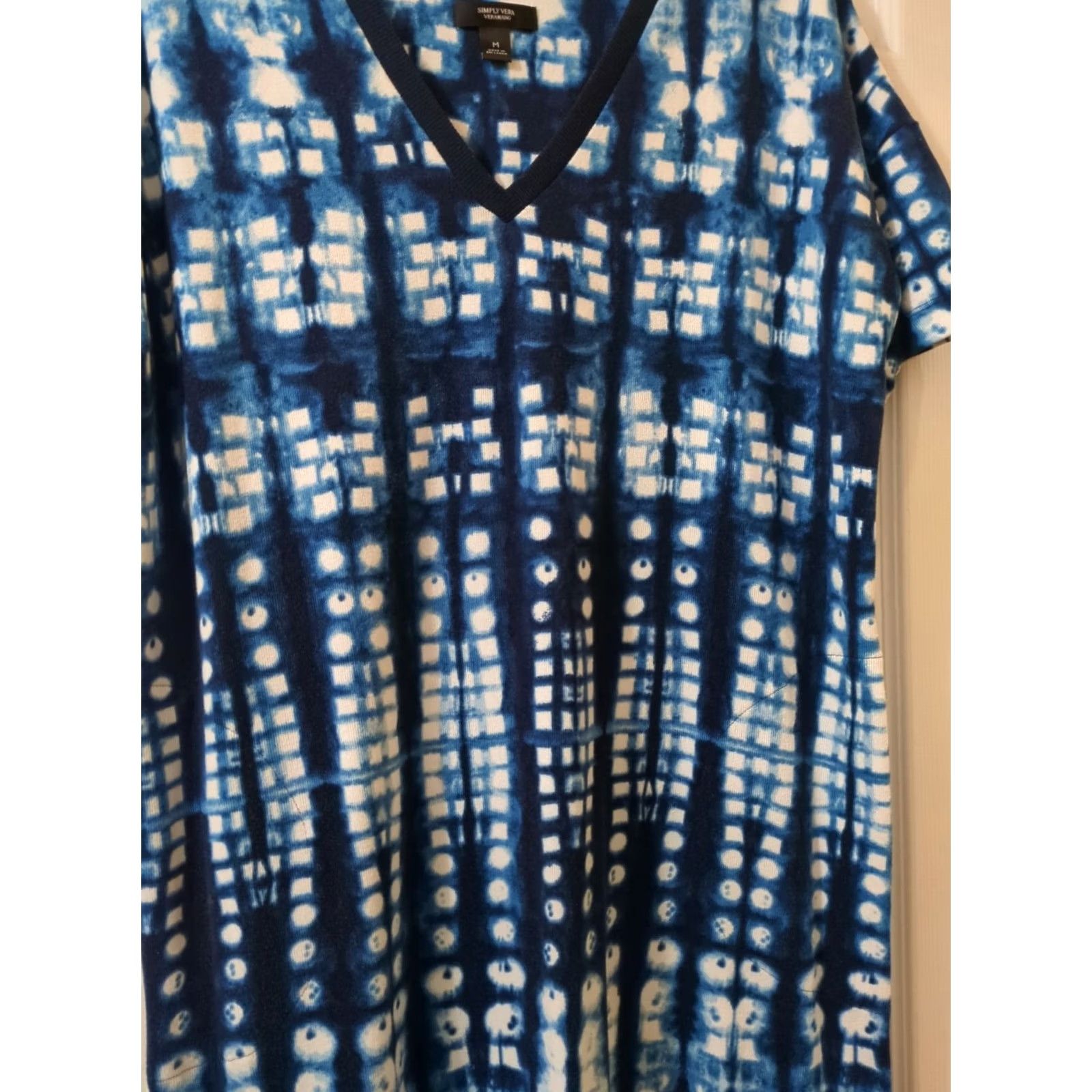 Vintage Vera Wang Simply Maxi Dress Geometric Stretch Blue Womens M Size M / US 6-8 / IT 42-44 - 2 Thumbnail