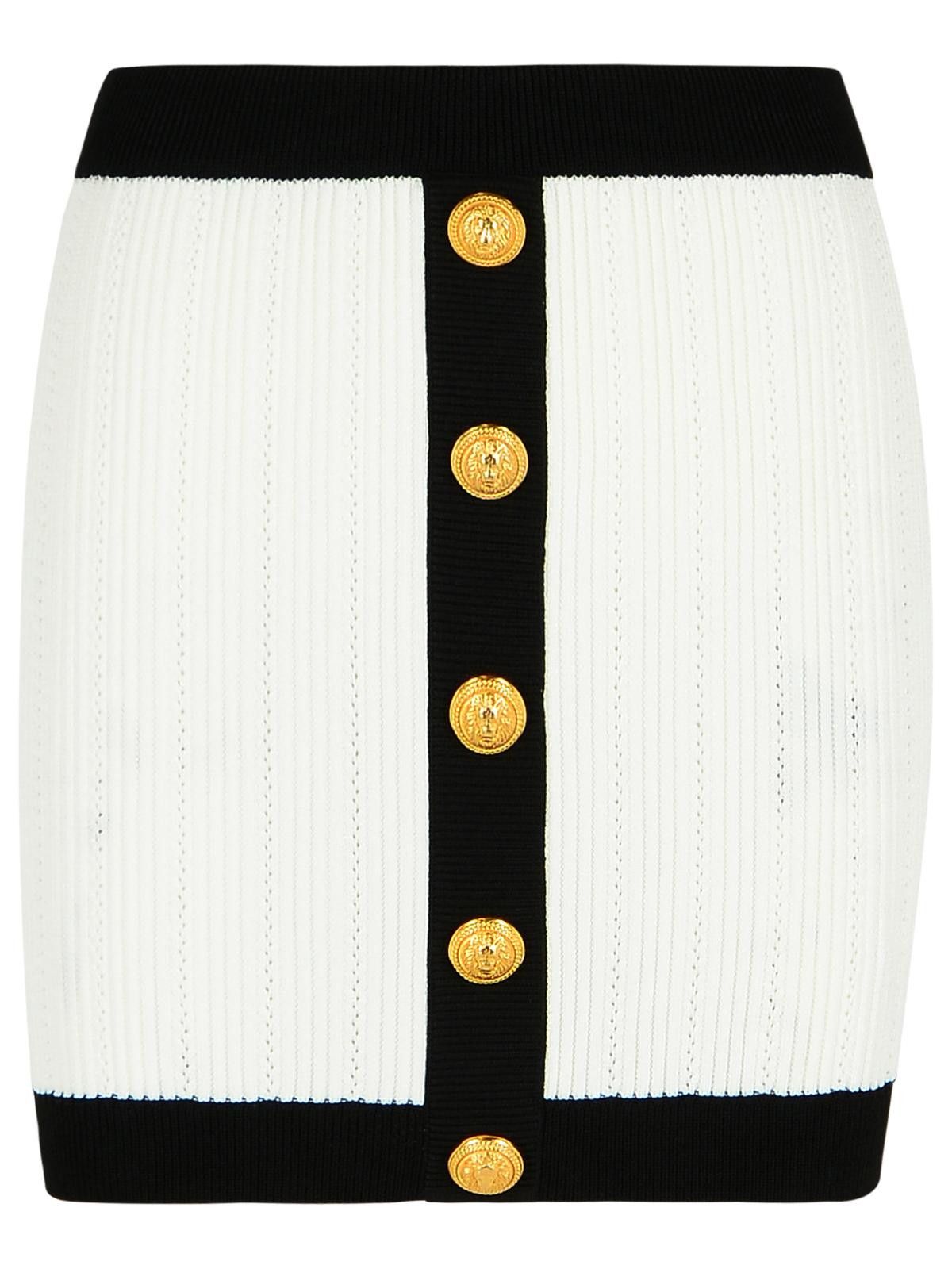 スカート BALMAIN White Viscose Blend Mini Skirt White Viscose Miniskirt by Balmain on Sale