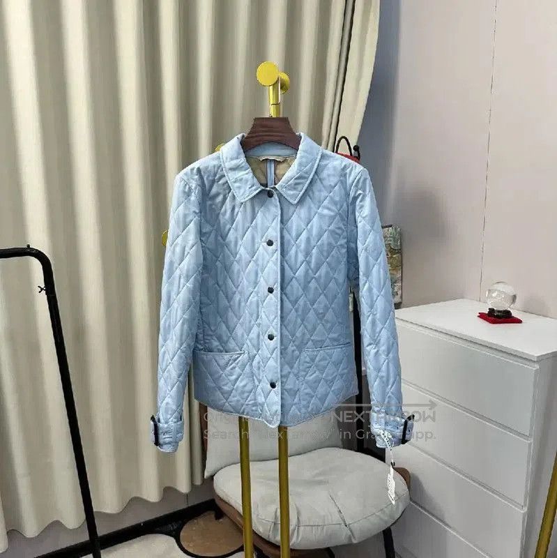 Burberry Light Blue Quilted Cotton Jacket.