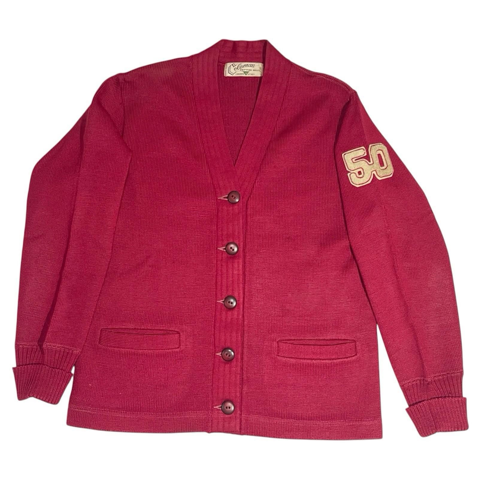Coleman 1950s Coleman Maroon Wool Cardigan Sweater Jacket Ogden Utah Size US S / EU 44-46 / 1 - 1 Thumbnail