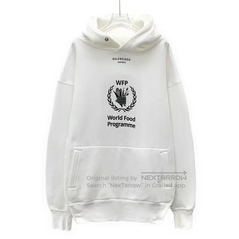 Balenciaga Balenciaga White Logo Letter Print Cotton Hooded Long Slee Size US S / EU 44-46 / 1 - 1 Thumbnail