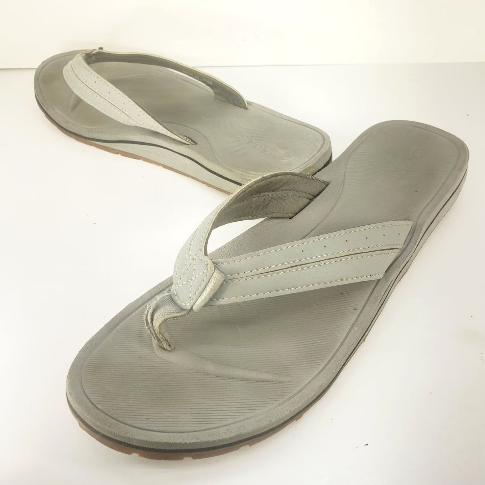 Vintage Simms Women’s Flip Flop Thong Sandals Size 9 Gray Slip On Boat Bottoms Shoes Casual Size 30" / US 8 / IT 44 - 2 Thumbnail