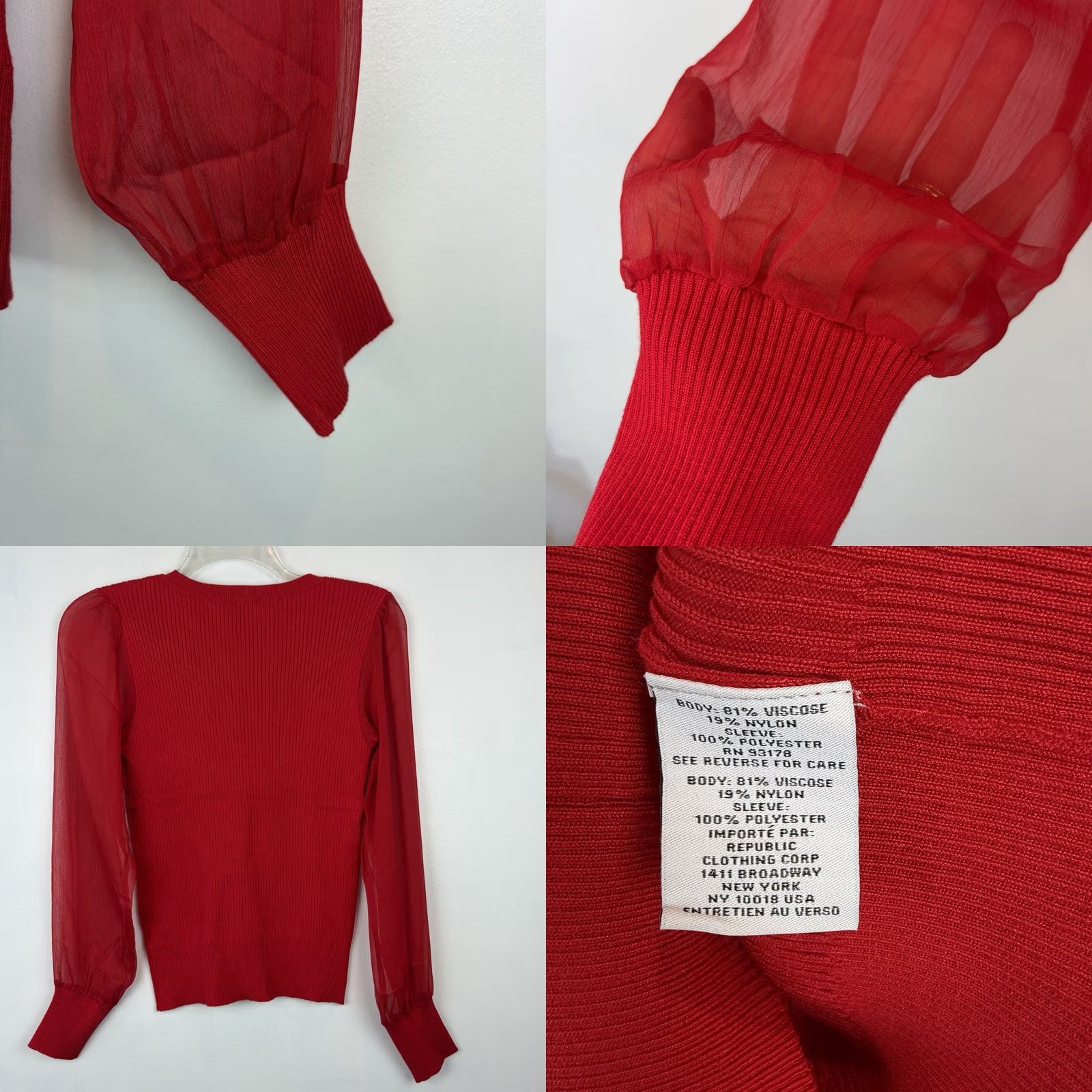 Vintage Carmen Marc Valvo Ribbed Knit Top Womens M Blue Crew Neck Long Sleeve Pullover Stretch Casual Party Cocktail New Size M / US 6-8 / IT 42-44 - 8 Thumbnail