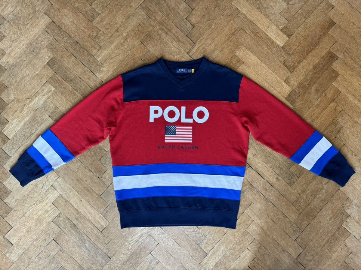 Polo Ralph Lauren Polo Ralph Lauren Color Block Flag Print Crewneck L Size US L / EU 52-54 / 3 - 1 Thumbnail
