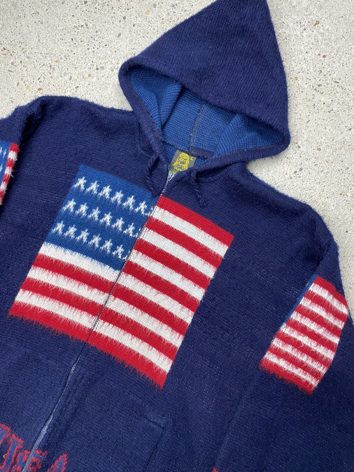 Vintage Vintage usa knitted mohair hoodie flag patriotic ovwrsized Size US L / EU 52-54 / 3 - 3 Thumbnail