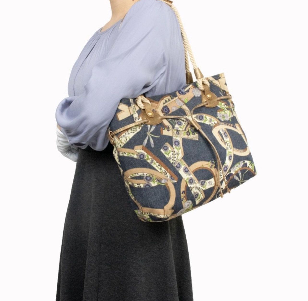 Salvatore Ferragamo Vintage Salvatore Ferragamo Flora Gancini Denim Shoulder Bag Size ONE SIZE - 1 Thumbnail