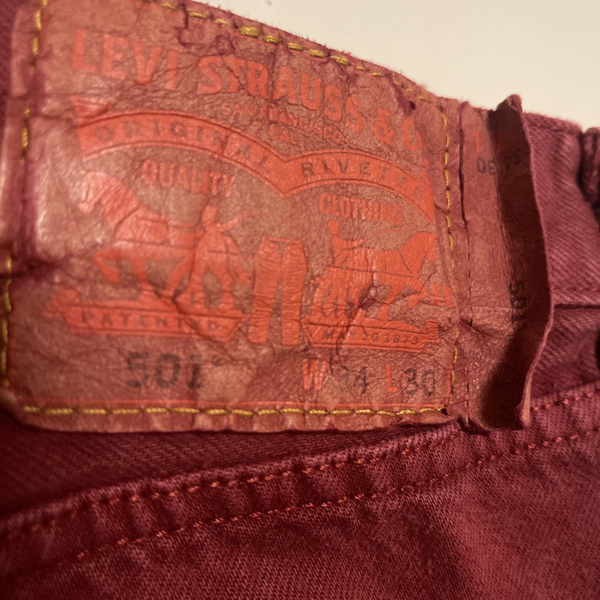 Levi's Vinatge Maroon Red Levi 501 Jeans Made In Mexico Size US 34 / EU 50 - 4 Thumbnail