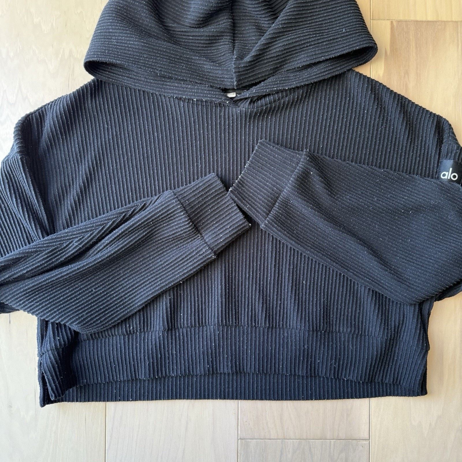 Alo Alo Yoga Muse Hoodie Women's M Black Ribbed Fleece Size M / US 6-8 / IT 42-44 - 5 Thumbnail