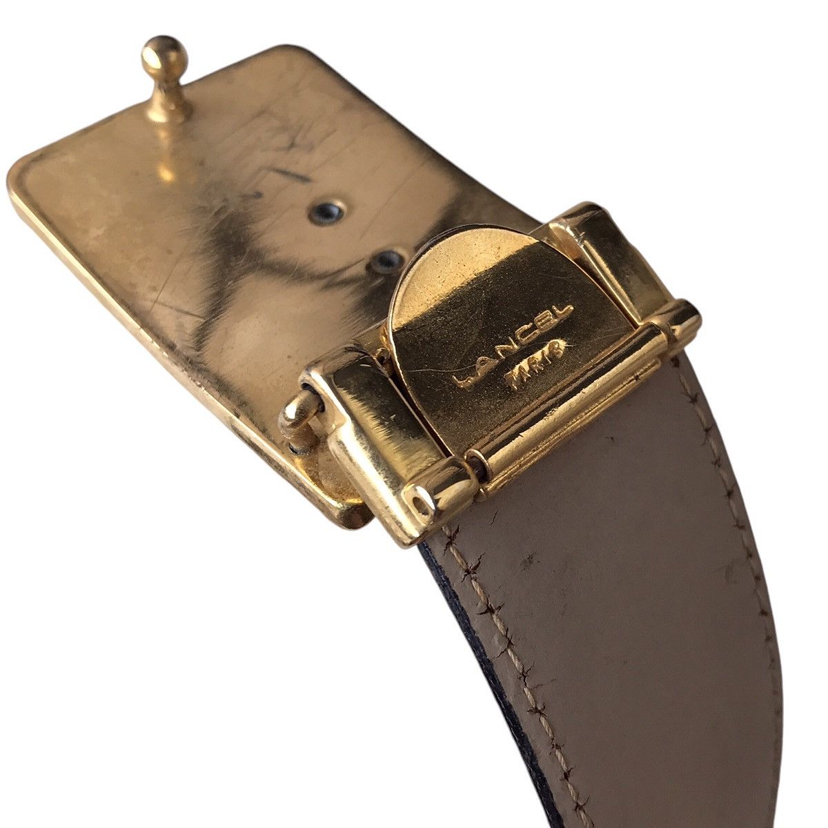 Designer × Lancel Lancel Paris Vintage L Logo Leather Designer Belt Size 36 - 6 Thumbnail