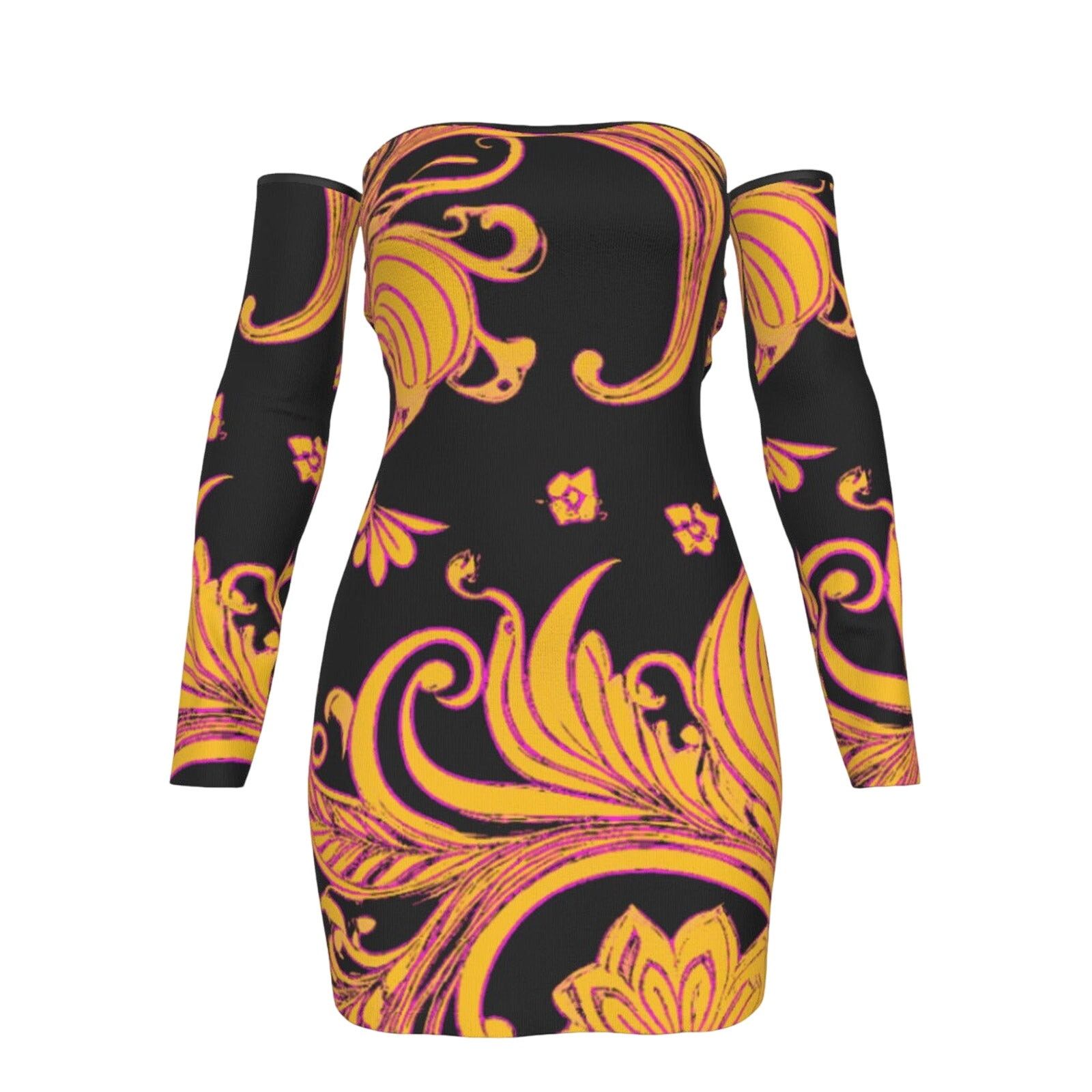 Other fullbreedcustom Print Women's shoulder Back Lace-up Dress Size M / US 6-8 / IT 42-44 - 3 Thumbnail