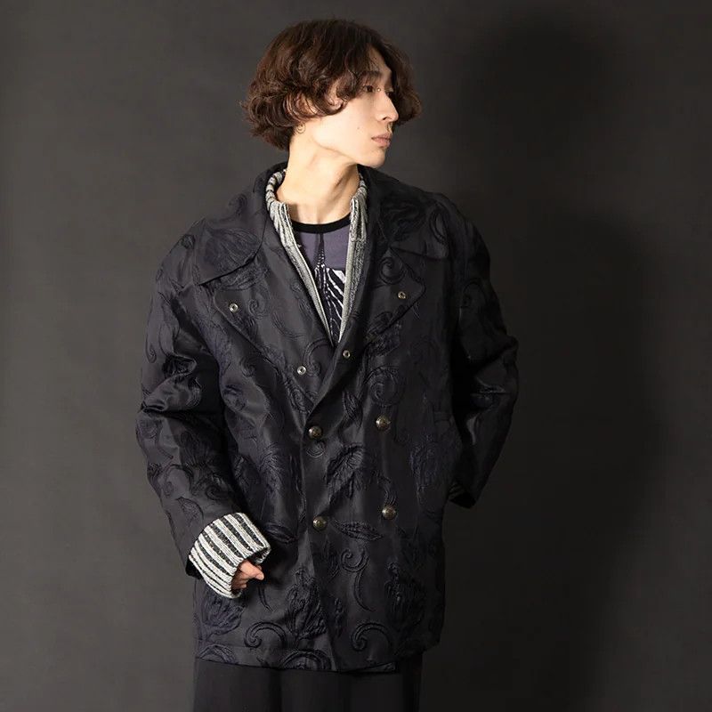 Jean Paul Gaultier Quilted Flower Jacquard Grosgrain Coat in Black, Size 48 Size US M / EU 48-50 / 2 - 16 Thumbnail