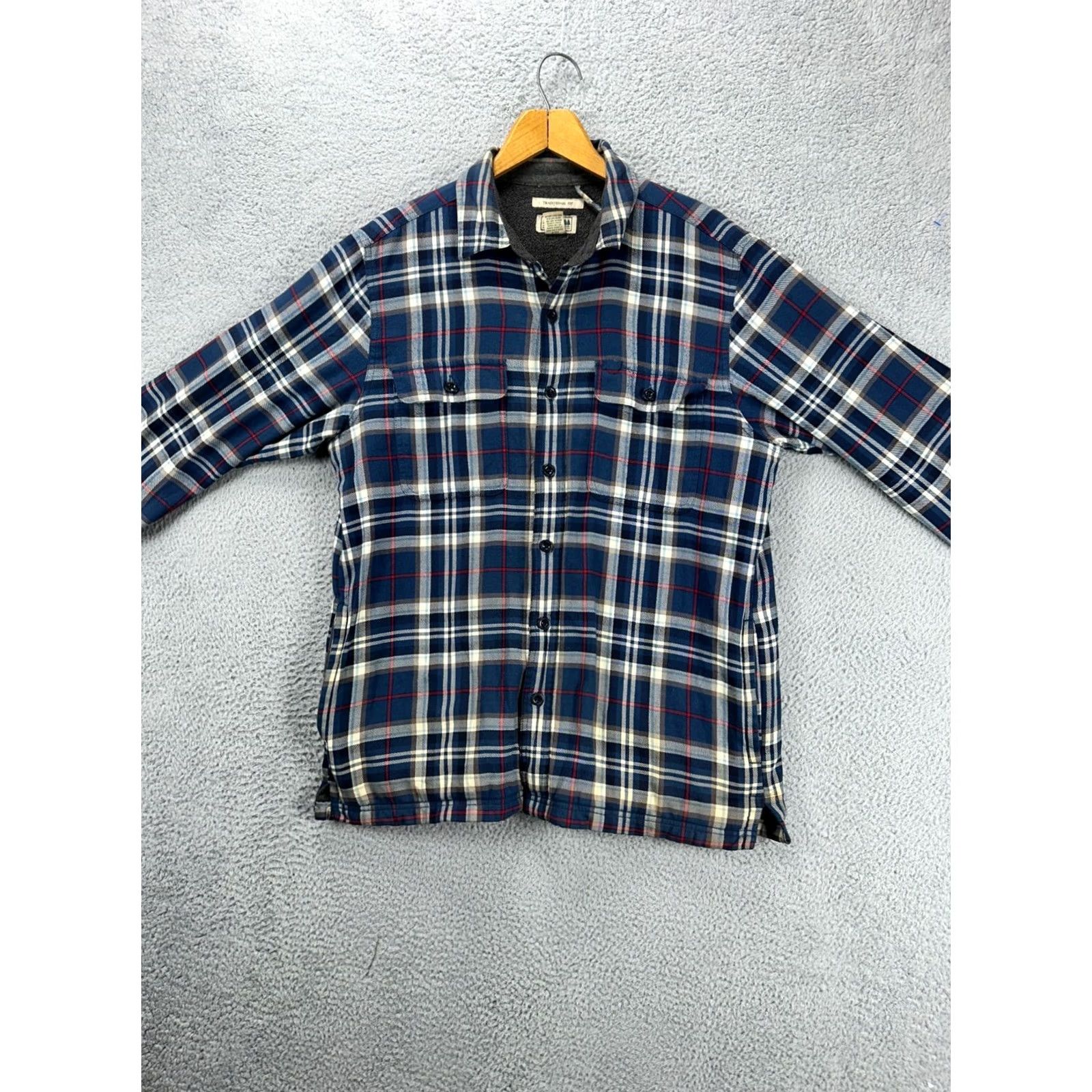 Vintage L.L. Bean Shirt Adult Medium Blue Plaid Traditional Fit Sherpa Lined Shacket Men Size US M / EU 48-50 / 2 - 2 Thumbnail