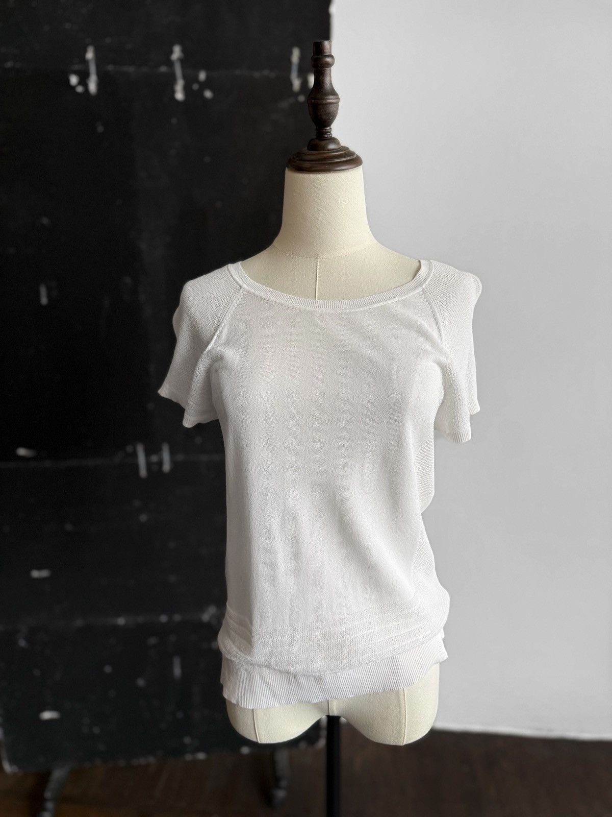 Gerard Darel Gerard Darel Paris Womens White Knit Top Short Sleeve Size S / US 4 / IT 40 - 1 Thumbnail