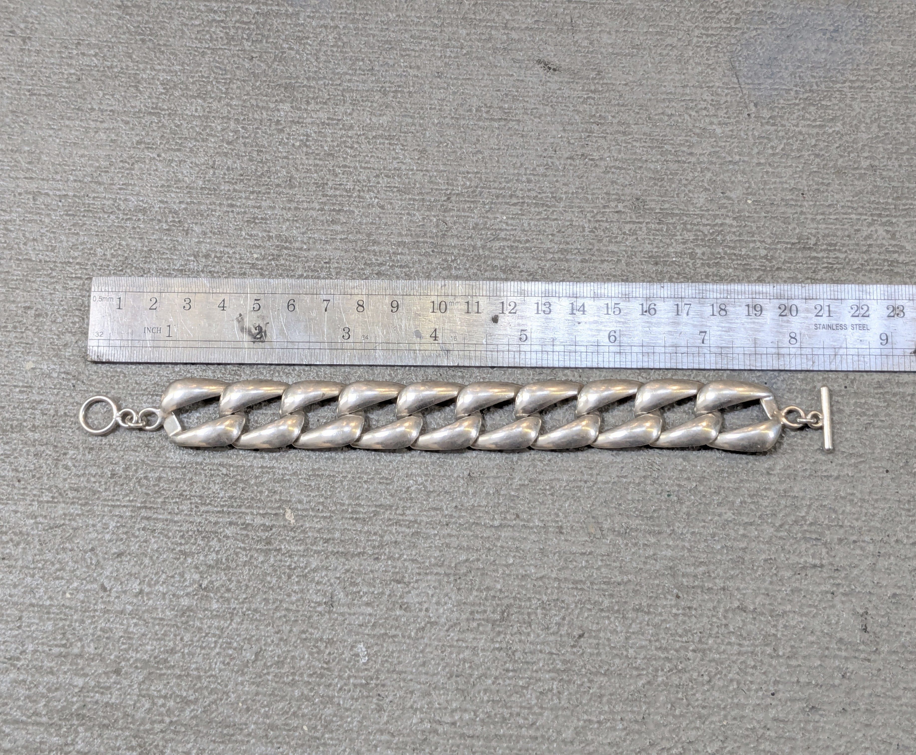 Jewelry Vintage Sterling Silver Bracelet Cuban Curb 8.25 Mexico Size ONE SIZE - 18 Thumbnail