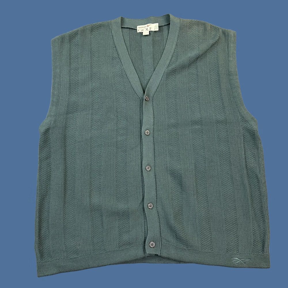 Reebok VINTAGE Reebok Golf Sweater Vest Mens 2XL Green Button Front Sleeveless Casual Size US XXL / EU 58 / 5 - 1 Thumbnail