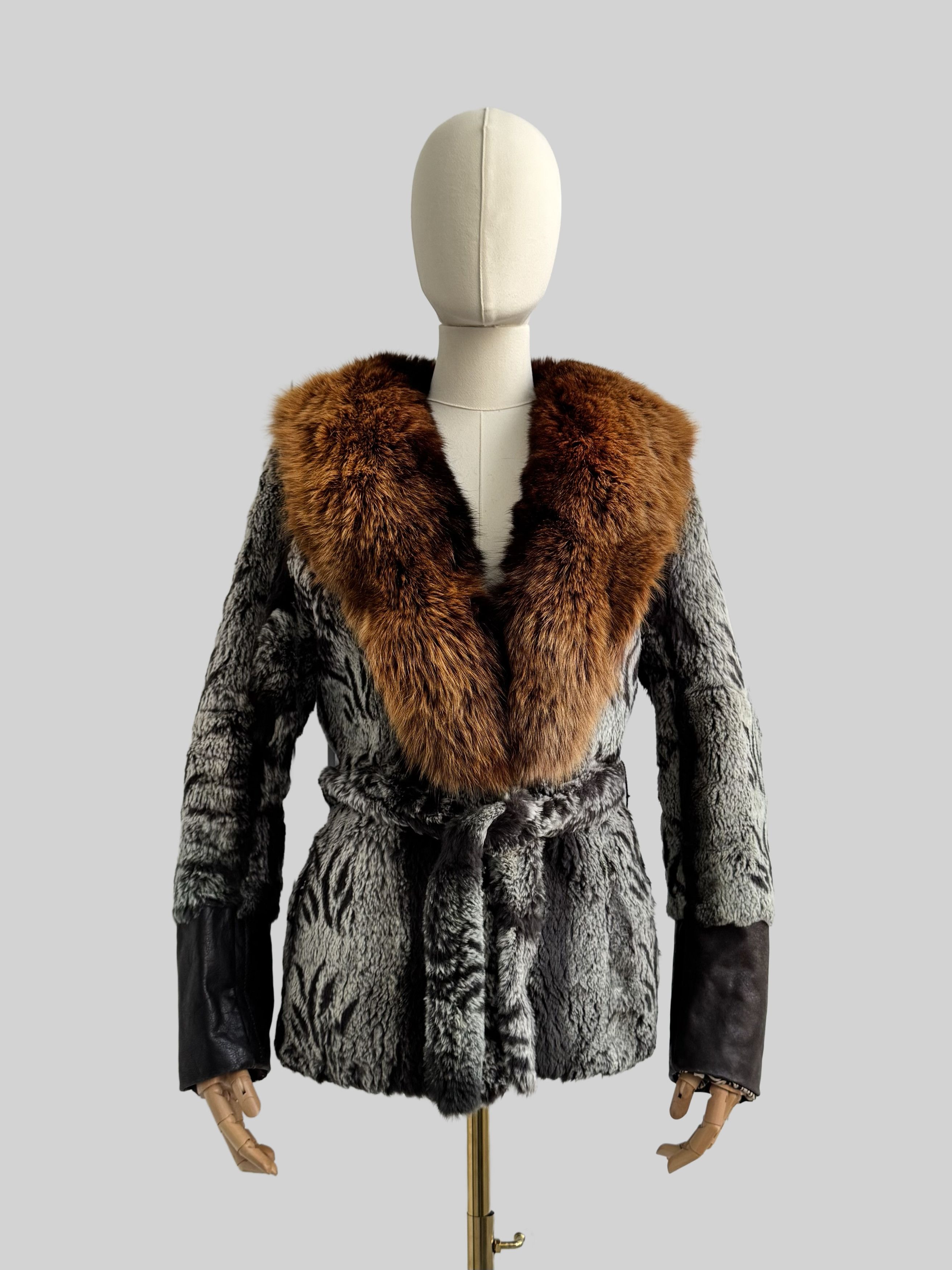 Japanese Brand Vintage Real Fur Jacket With Belt (D15) Size S / US 4 / IT 40 - 1 Thumbnail