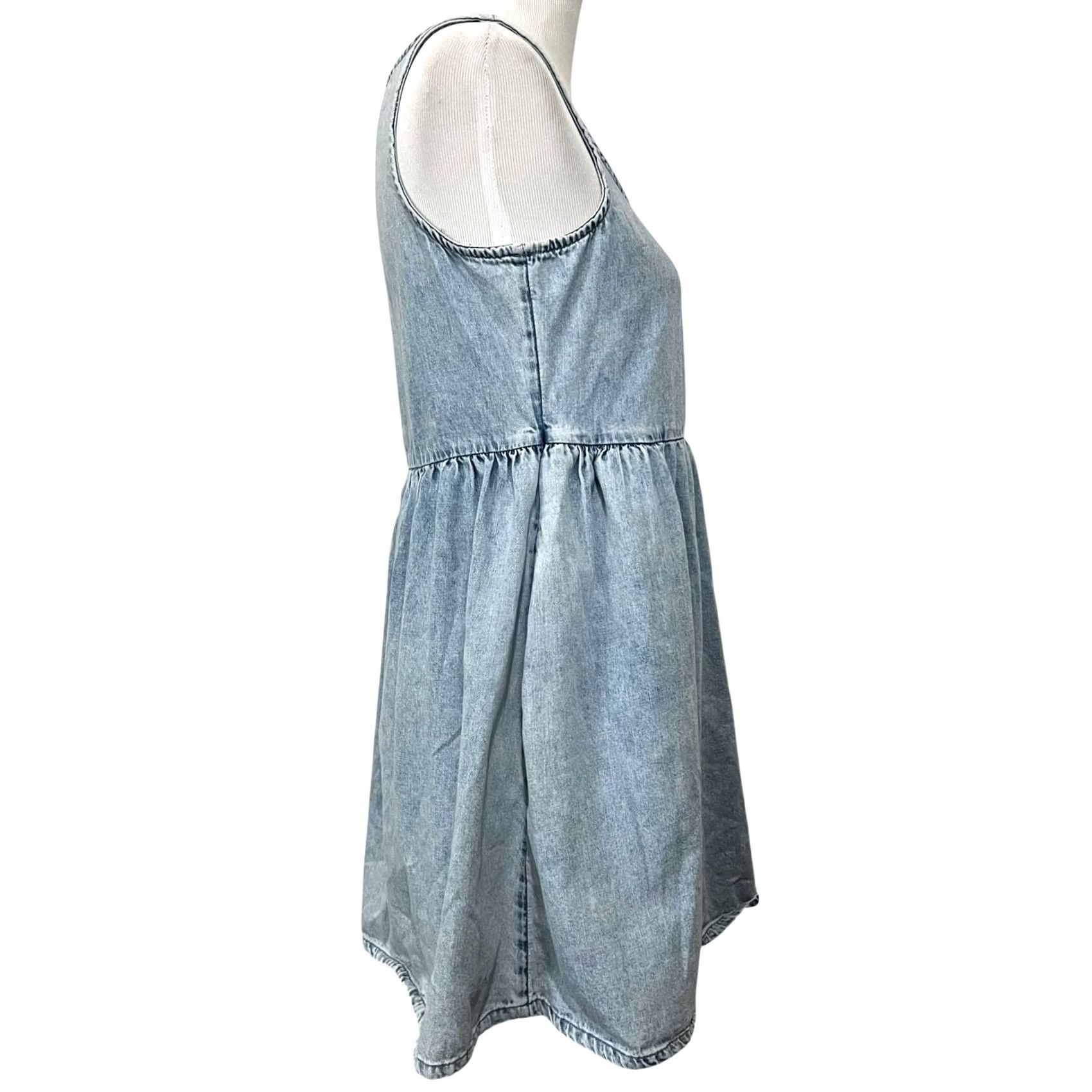 American Eagle Outfitters American Eagle Denim Sleeveless Dress Light Blue Mini Pockets Sz Small Petites Size S / US 4 / IT 40 - 5 Thumbnail