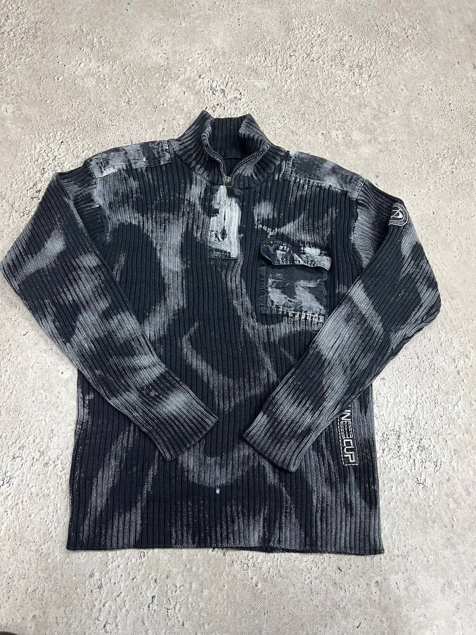 Japanese Brand Vintage Y2K Diesel Style Washed Grey 3/4 Zip Sweater Size US M / EU 48-50 / 2 - 5 Thumbnail