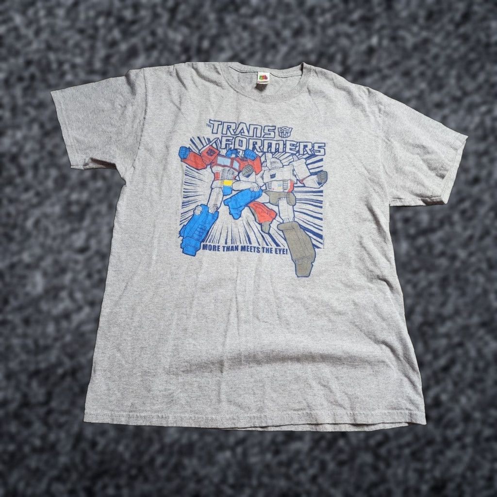 Vintage Mens L Transformers T-Shirt Grey Prime More Than Meets The Eye 80s 90s Shirt Crew Neck Short Sleeve Mens Size US L / EU 52-54 / 3 - 1 Thumbnail