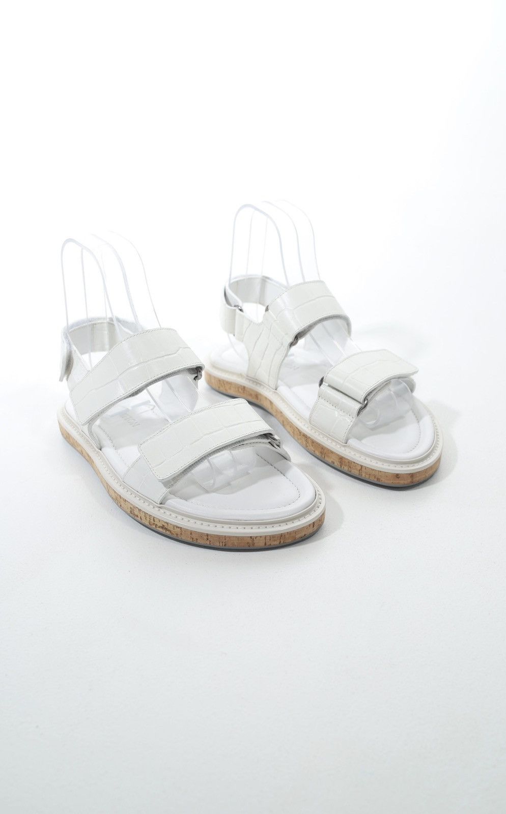 Louis Vuitton LOUIS VUITTON Sandals Textured Leather Shoes Cork Sole LV Size US 9 / EU 42 - 2 Thumbnail