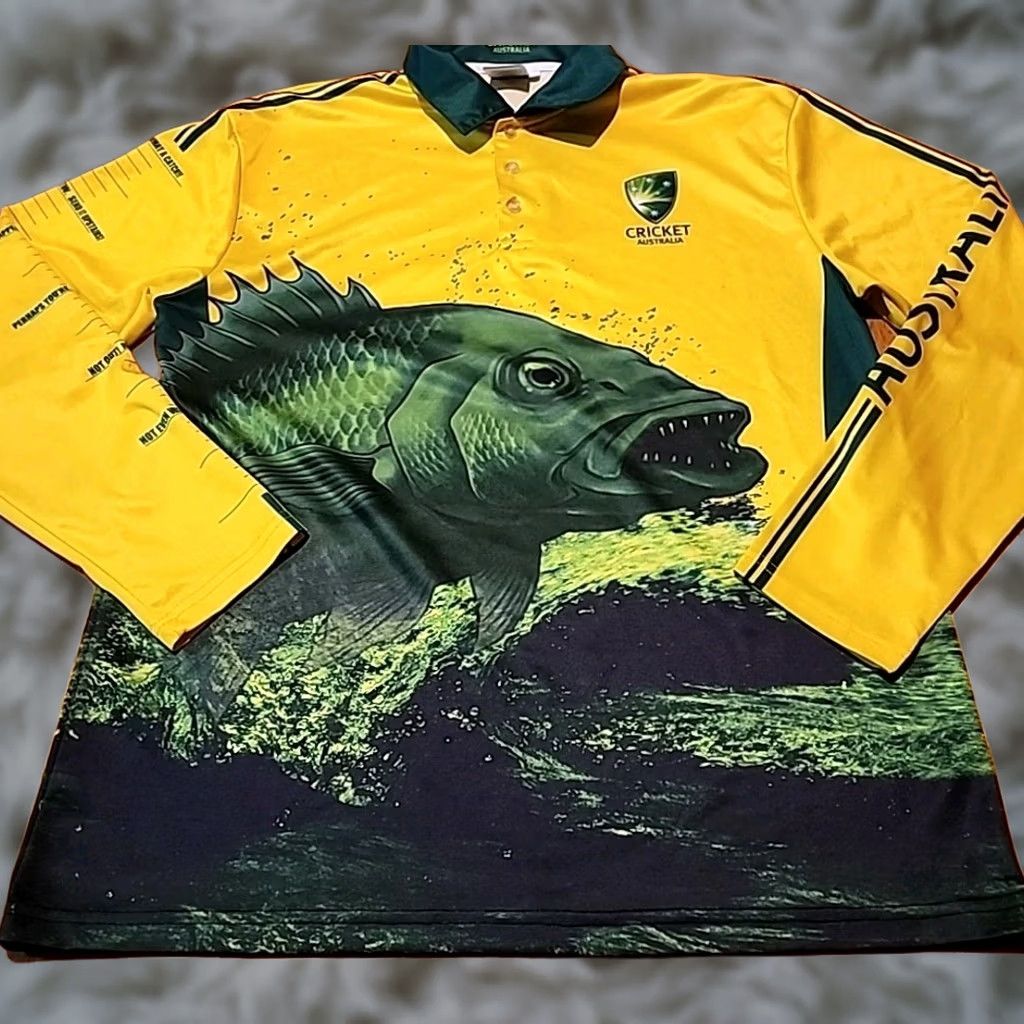 Vintage Vintage Cricket Australia Polo Shirt Large Long Sleeve 2008 Fish Outdoors Sports Size US L / EU 52-54 / 3 - 1 Thumbnail